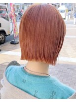 グリット(Grit)&nbsp;オレンジカラー × 切りっぱなしボブ【Grit神戸元町店】