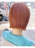 オレンジカラー × 切りっぱなしボブ【Grit神戸元町店】