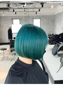 ミニボブ/グリーン/ケアブリーチ/髪質改善カラー