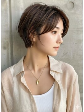 アース 栄店(HAIR&MAKE EARTH) earthショートレイヤーボブミルクティー丸みショートボブ