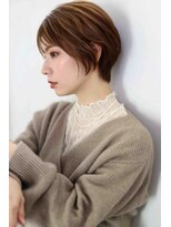 ムウ 難波(MOU) ボブクールショート前髪イメチェンピンクベージュ30代40代50代