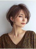 白髪ぼかし脱白髪染め似合わせショートボブ40代50代60代