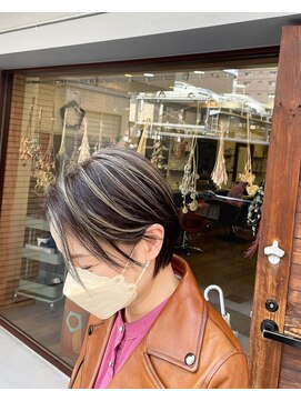ゴエン(goen hair lounge) ハイライト、ショートボブ