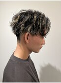 ハイライト スパイラルパーマ メンズパーマ センターパート