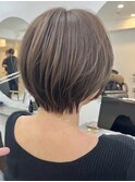 白髪ぼかし/ひし形/癖毛/大人ショートボブ/60代50代40代