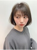 オリーブカラー 大人ボブ 20.30代ボブ 顎ラインレイヤーボブ