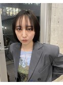 ミニボブ/黒髪ボブ/シースルーバング/バイカルテトリートメント