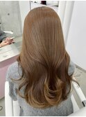 ブリーチなしマロンベージュ/韓国レイヤー/Aujua艶カラー　上野