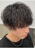 束感ツーブロックサマーショートツイストスパイラルパーマ