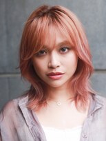 リノ 吉祥寺(Lino kichijoji)&nbsp;ハイトーンピンクベージュミディアムレイヤーウルフ吉祥寺