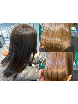【縮毛矯正】朝のセット実感を大幅に短縮し、手触り艶感を生み出します＊神奈川新町