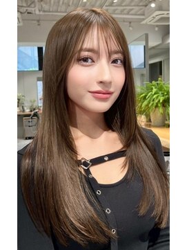 ミンクス 銀座店(MINX) ストレートレイヤーカットシースルーバングオリーブベージュ