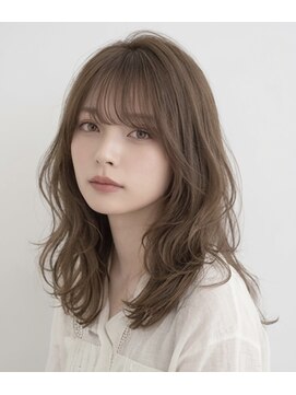 ヘアーエボリューション 【透明感ベージュ】柔らかニュアンスウェーブの愛されセミディ