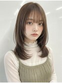 夏カラーブリーチなしオリーブベージュハッシュカットp北浦和!