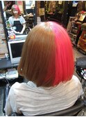 ツートンボブ♪ピンク＆アッシュブラウン