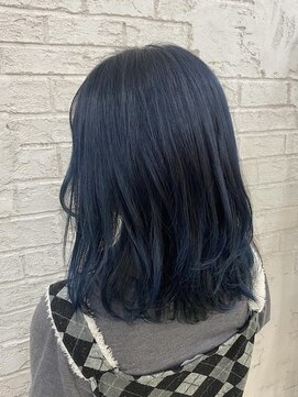プライズ 池袋店(prize) オーシャンブルー派手髪ネイビーカラーケアブリーチ池袋7044