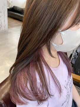 オーストヘアー リュウール(Aust hair Lueur) チャンモリ×イヤリングカラーピンクパープル K デザインカラー