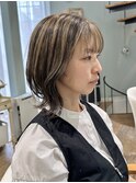 ミディアムレイヤーハイライトローライト【dimanche自由が丘】