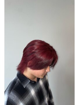 トラッド(TRAD) センターパートウルフ×ワインレッド