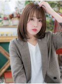 くすみベージュ小顔ミディアムボブレイヤーc6志木20代30代40代