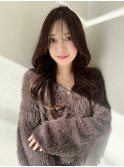 ロングレイヤー顔まわりレイヤー韓国くびれヘア艶シアーブラウン