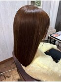地毛風ストレート/地毛風縮毛矯正/キャラメルブラウン/うる艶髪