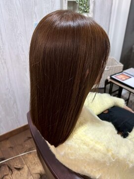地毛風ストレート/地毛風縮毛矯正/キャラメルブラウン/うる艶髪