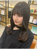 丸型卵形四角逆三角切りっぱなしボブエアリーロング美髪ブラウン