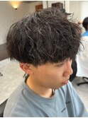 波巻きパーマメンズパーマメンズヘアツーブロックツイストパーマ
