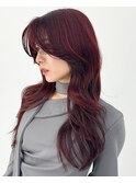 韓国レイヤーボルドーカラーオルチャンヘアヨシンモリ2way前髪