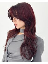 ノラ ウメダ(NORA UMEDA)&nbsp;韓国レイヤーボルドーカラーオルチャンヘアヨシンモリ2way前髪