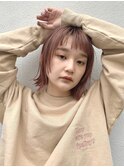ショートレイヤー/顔周りカット/ピンクベージュ