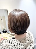 ショートカット/.ショートボブ/ハイライト/白髪ぼかしハイライト