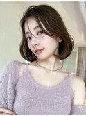 ボブシースルーぱっつん前髪おくれ毛ロブミディアムロング