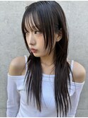 レイヤーカットハッシュカット顔まわりミディアムロング