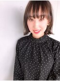 切りっぱなしボブ　柔らかブラウン　外ハネアレンジ