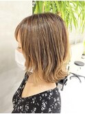 ウルフボブ×ベージュハイライト