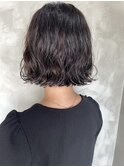 ボブ　パーマ　黒髪風