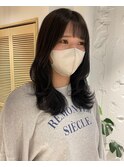【松本咲花】フェイスレイヤーカット　暗髪オリーブグレージュ
