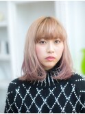 デザインカラー/シルキーベージュ/グレージュカラー/斜めバング