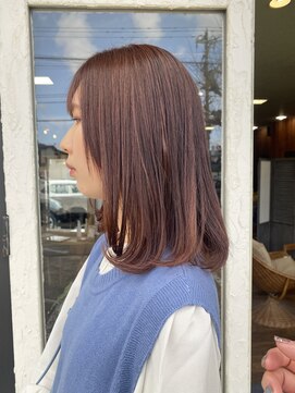 アンフルール(Un Fleur) レイヤーボブ×コーラルピンク