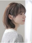 ボブヘア/レイヤーカット/ウエットヘア/オリーブベージュ/表参道