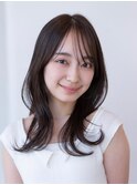 20代30代大人かわいい小顔くびれレイヤーカット黒髪前髪韓国風