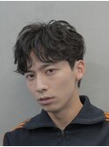 渋谷メンズマッシュウルフカット緩めシャドウパーマ波巻きパーマ