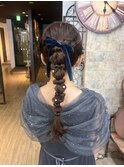 編みおろしポニー×ヘアセット