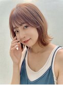 透明感切りっぱなしボブ×シアーオレンジ