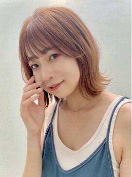 トリコ ショップアンドヘアサロン(tricot shop hair salon) 透明感切りっぱなしボブ×シアーオレンジ