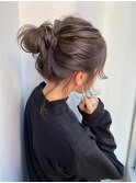 グレージュ　お団子アレンジ　stylist/miaki
