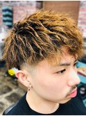 20代30代メンズスパイラルパーマワイルドオシャレ感アッシュ