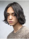 緩めスパイラルパーマメンズボブパーマメンズミディアムパーマ